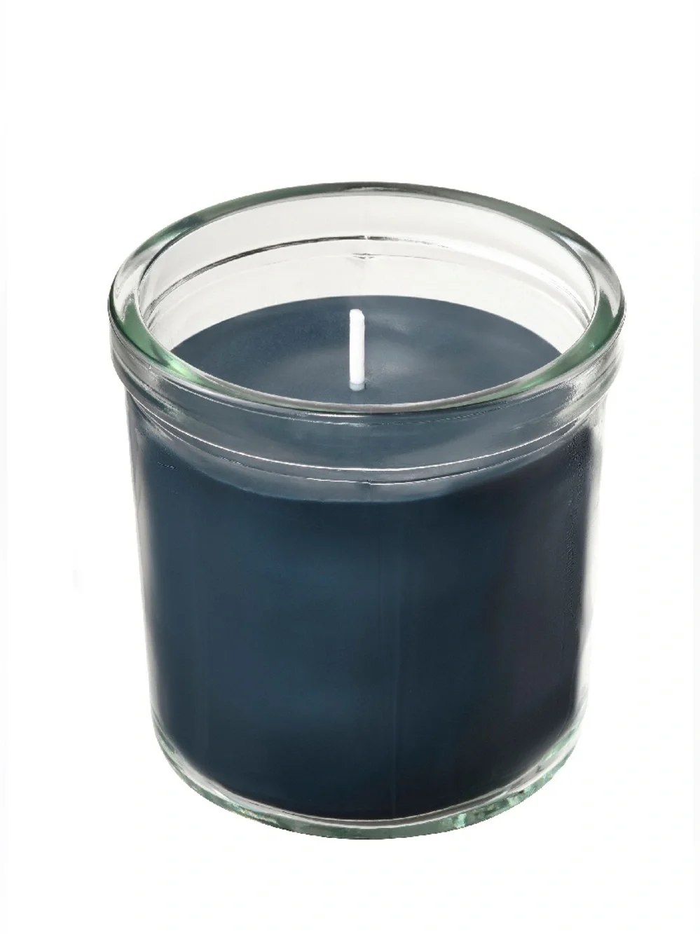 2 Ikea FRUKTSKOG Dark Blue Glass Scented Candle Vetiver Geranium Scandinavian